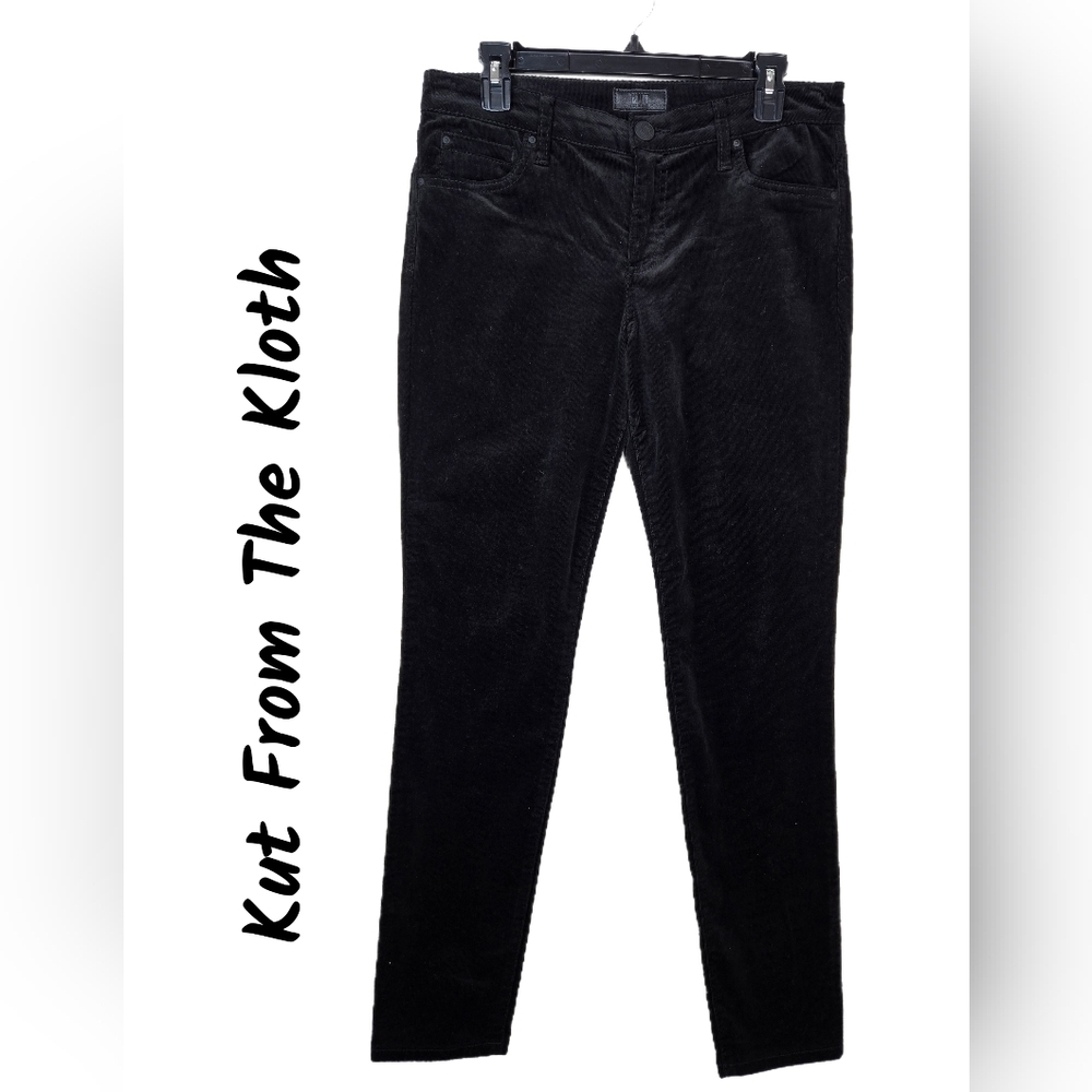 Kut From The Kloth Women's Diana Skinny Sz 8 Black Stretch Corduroy Med Rise